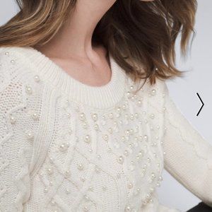 NWT WHBM Pearl Cable-Knit Sweater
